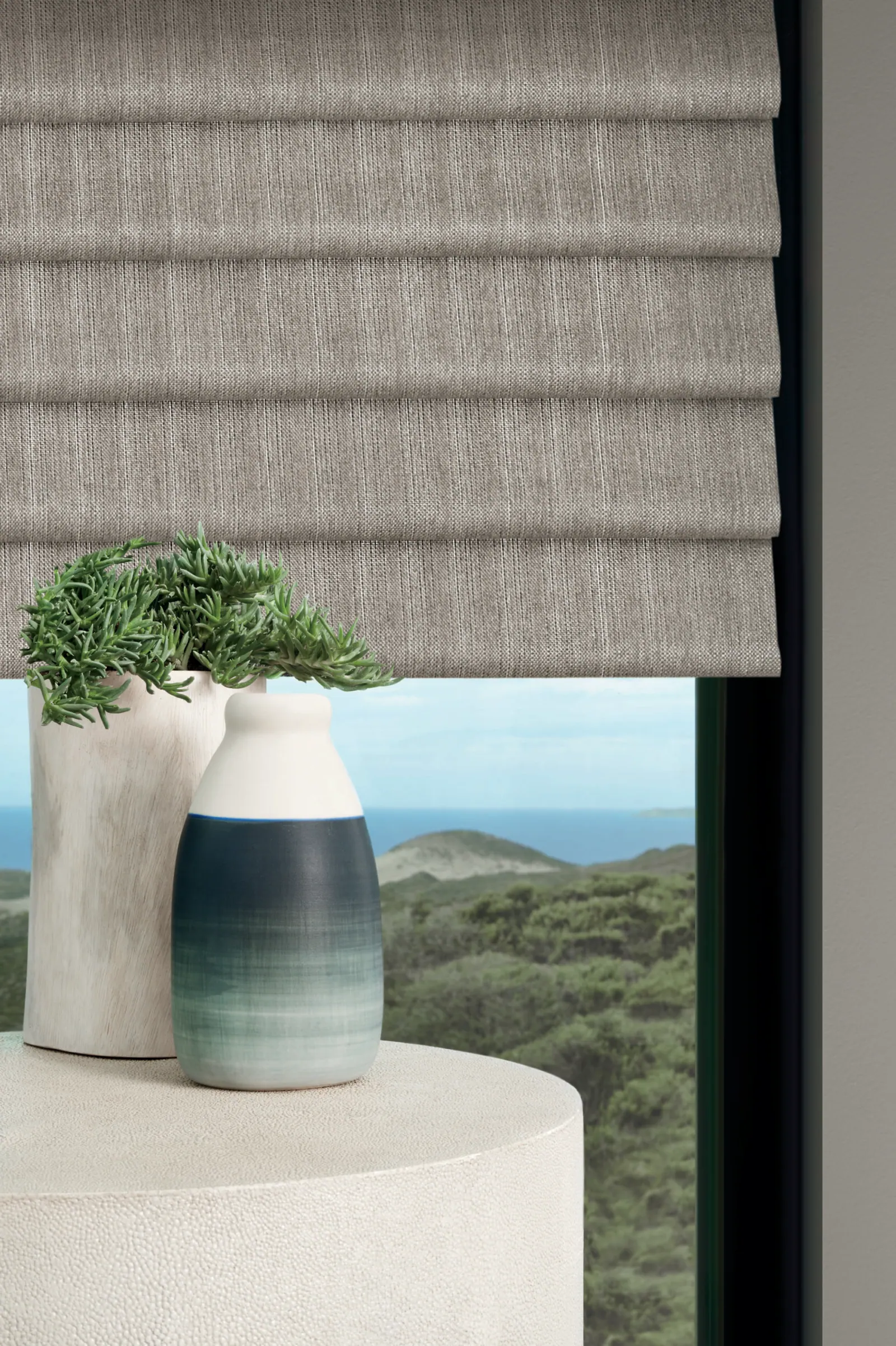 Brooklyn tweed Roman shade fabric detail