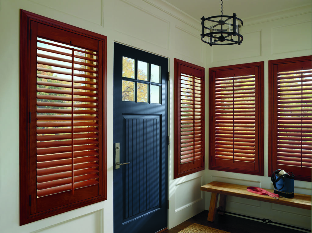 Interior plantation shutters.