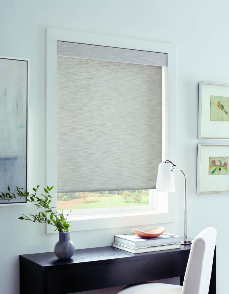 Burlap roller shades.